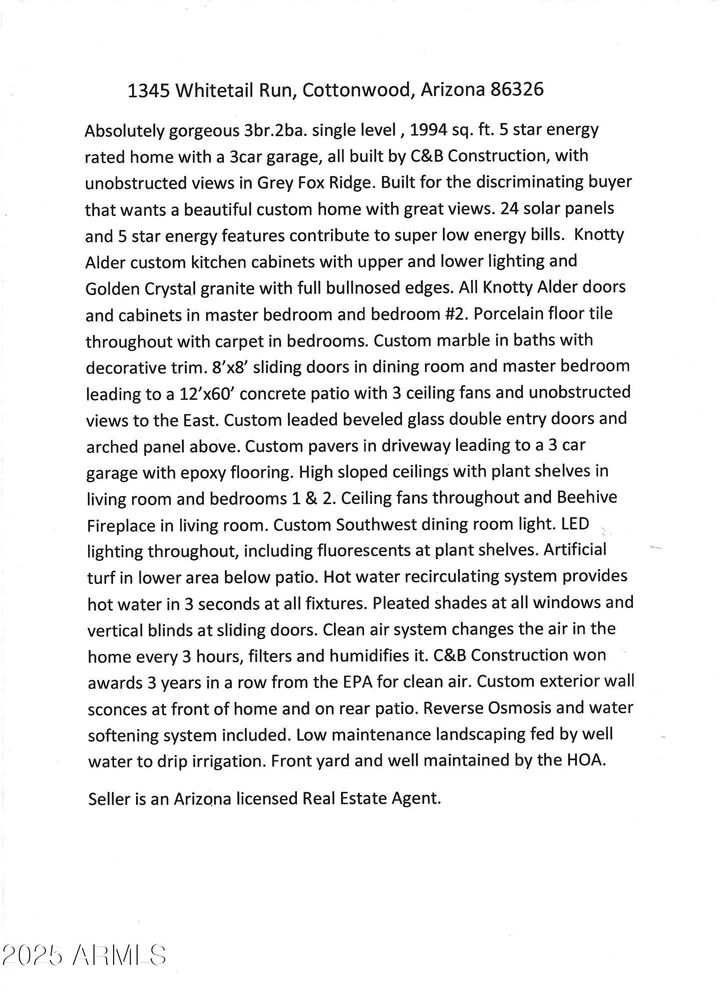 Property Photo:  1345 Whitetail Run  AZ 86326 