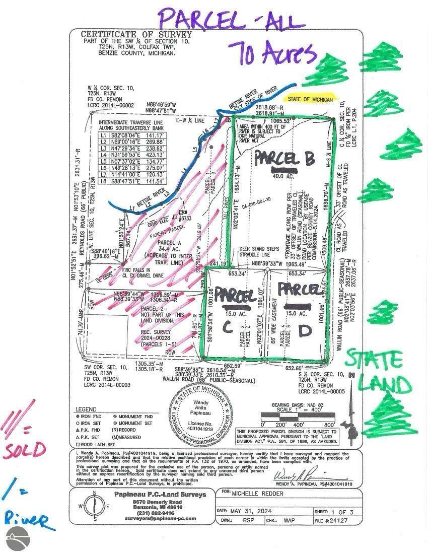 Property Photo:  70 Acres B-C-D Wallin Road  MI 49683 