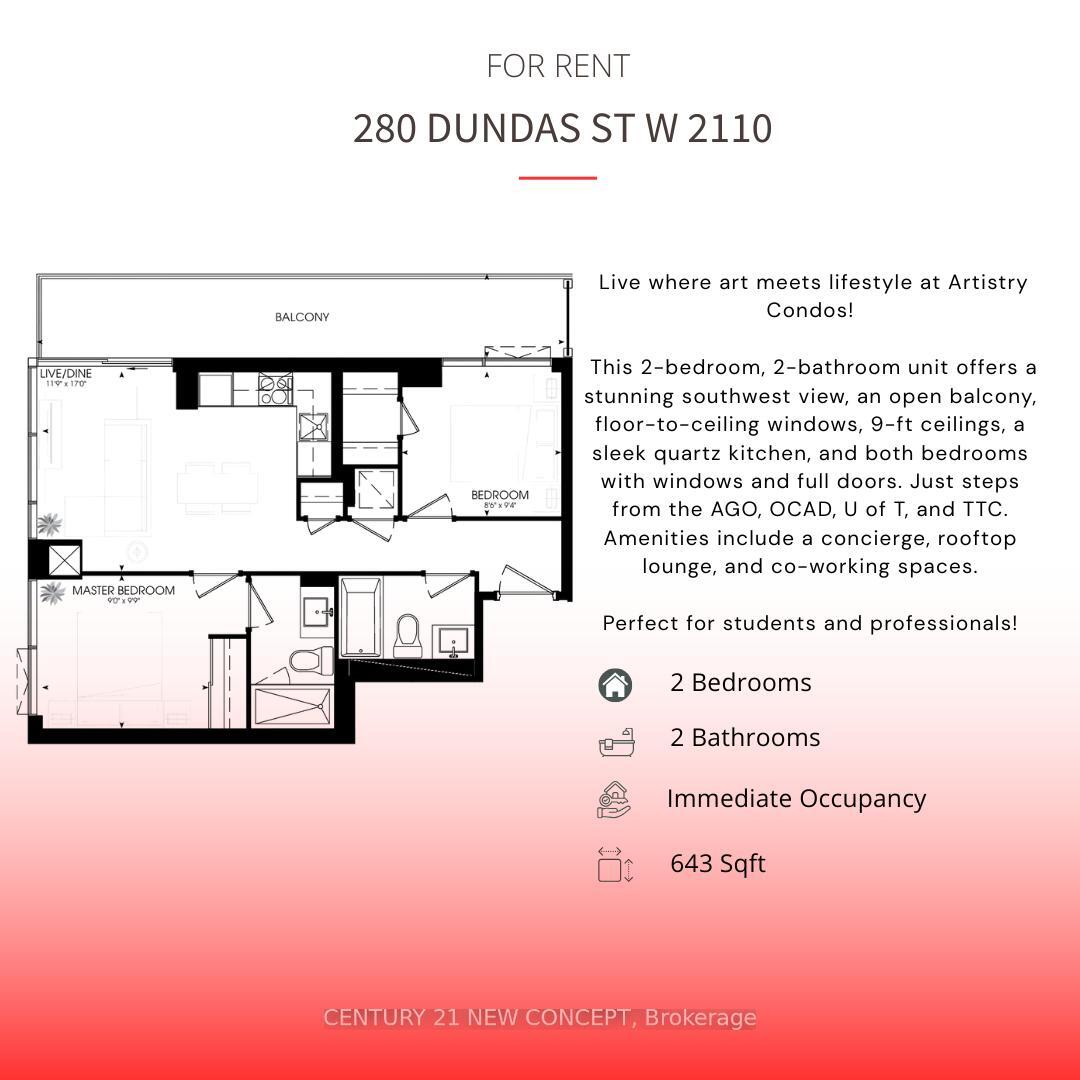 Property Photo: 280 Dundas Street W 2110 ON M5T 0E3