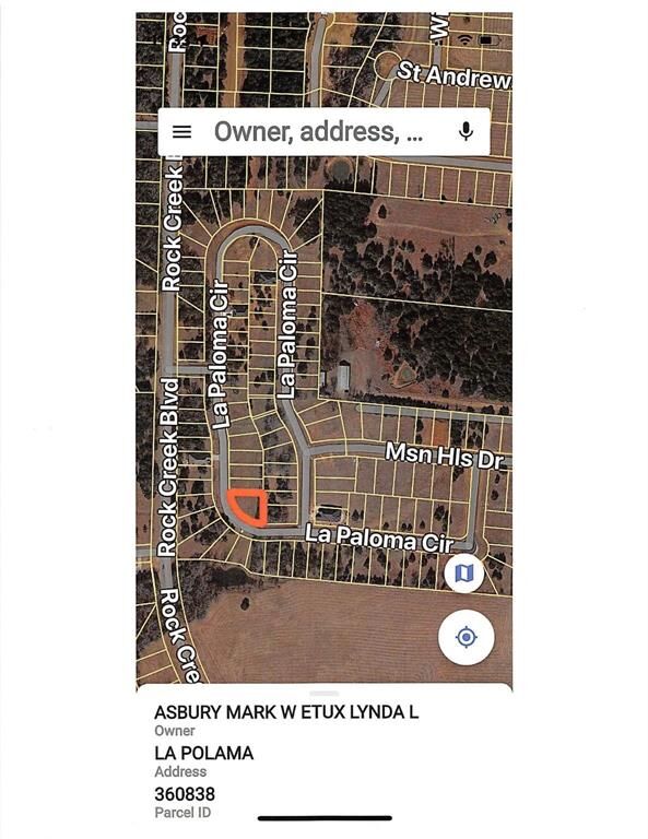 Property Photo:  Lt 1 La Paloma  TX 76245