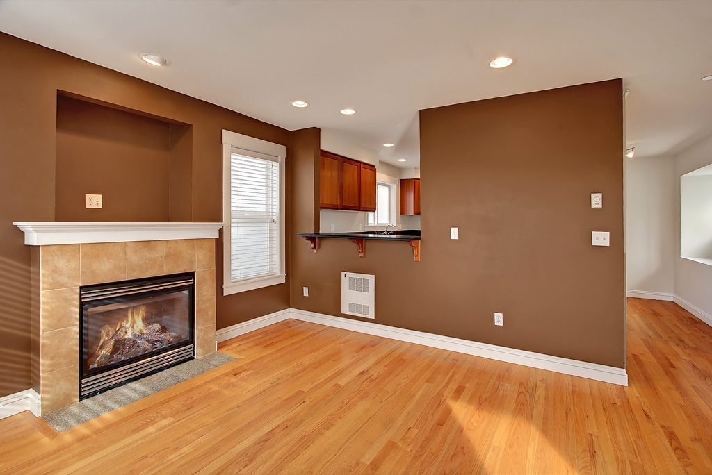 Property Photo: Living room/deck off living room 8807 Delridge Wy SW B  WA 98106 